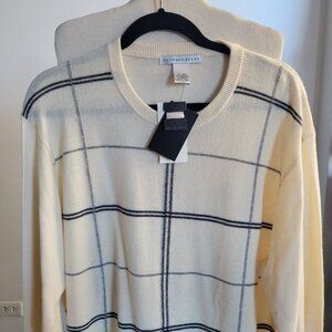 Geoffrey Beene Cream Stripe Cashmere Sweater XLr (S: XL)